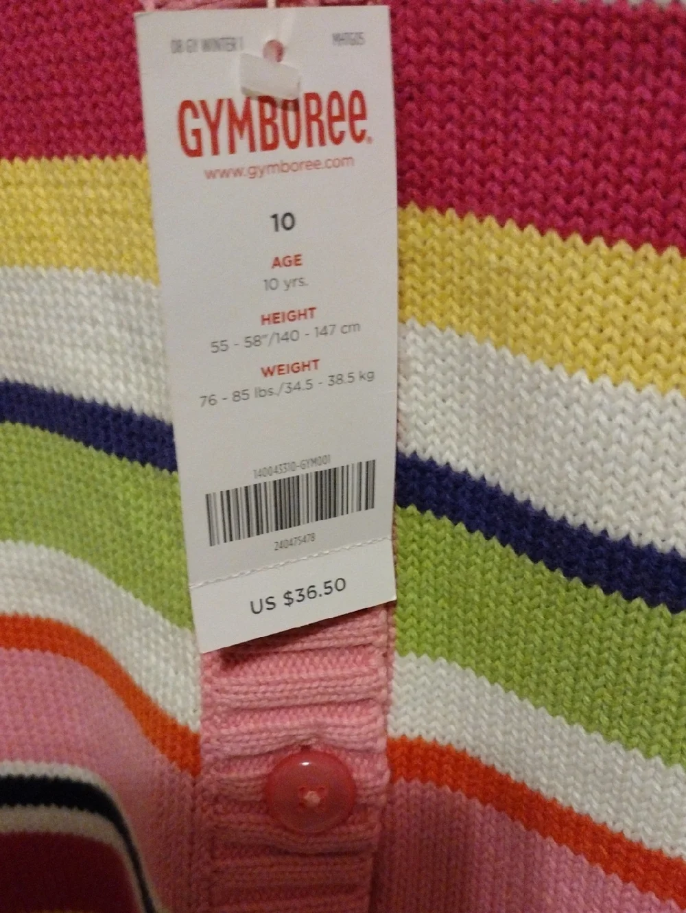 Striped Pink Multi-Color Button-Up Women's Sweater